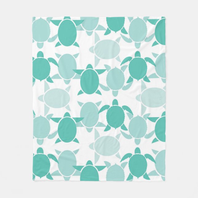 Teal-Schildkrötenmuster Fleecedecke (Vorderseite)