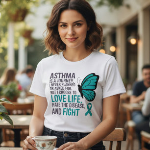 Teal-Schmetterling-Asthma-Bewusstsein Tri-Blend Shirt