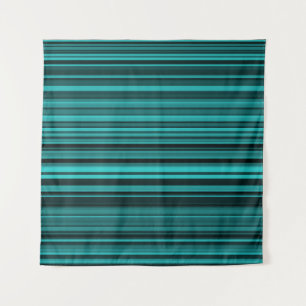 Teal Schwarz Streifen Poster Wandteppich