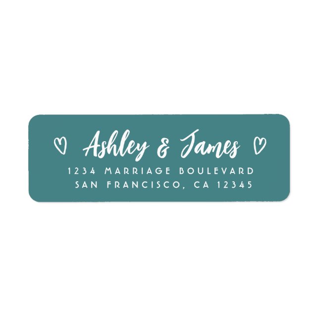 Teal Script Couple Wedding Return Address (Vorne)