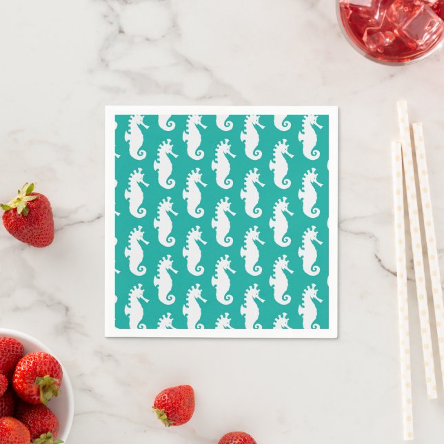 Teal Seahorse Pattern Serviette (Beispiel)