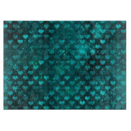 Teal Shadow Glam Glitter Hearts Pattern Schneidebrett
