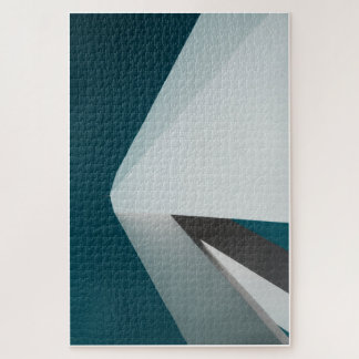 Teal sky and White roof