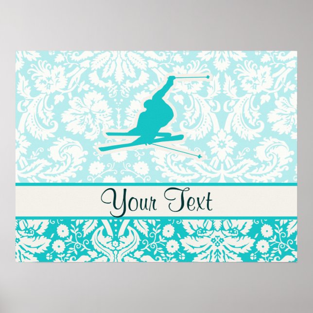 Teal Snow Skiing Poster (Vorne)