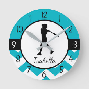 Teal Softball Wall Clock Runde Wanduhr