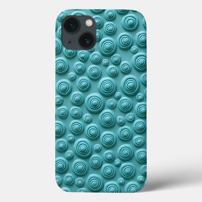 Teal Spiral Pattern iPhone Case Stylish Look (Rückseite)