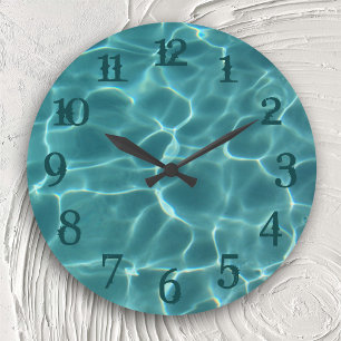Teal Splash Zahlen Schwimmbad Wanduhr