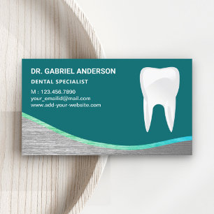 Teal Steel Tooth Zahnklinik Zahnarzt Visitenkarte