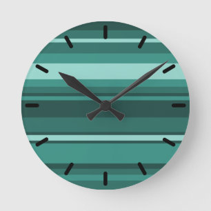 Teal stripes runde wanduhr