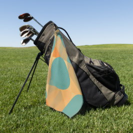 Teal, Tan, and Orange in Retro Look Pattern Golfhandtuch