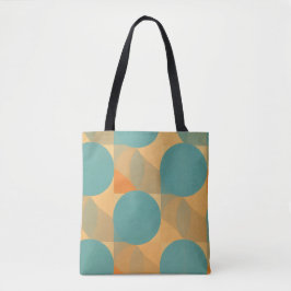 Teal, Tan, and Orange in Retro Look Pattern Tasche