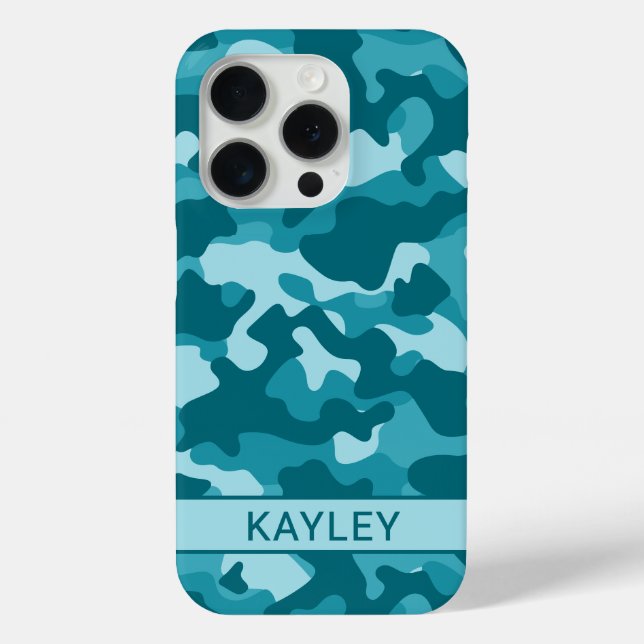 Teal-Tarnmuster Personalisiert Case-Mate iPhone Hülle (Rückseite)