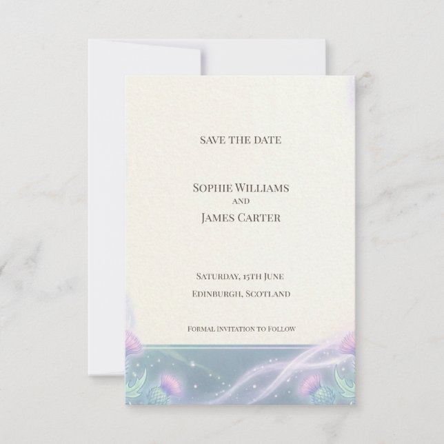 Teal Thistle Save the Date Karte (Vorderseite)