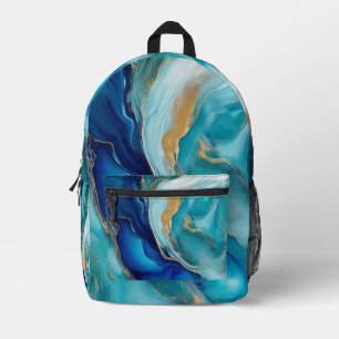 Teal-Tiefen: Ozeanische abstrakte Impressionen Bedruckter Rucksack