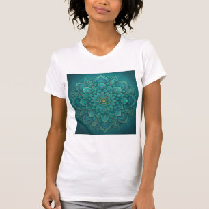 Teal-Tranquilitäts-Mandala – Boho-Spiritual-Kunst T-Shirt