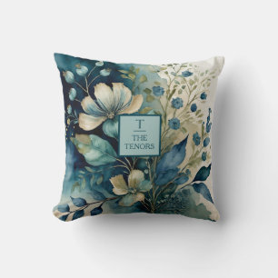 Teal Tranquility: Botanisches Glück Kissen
