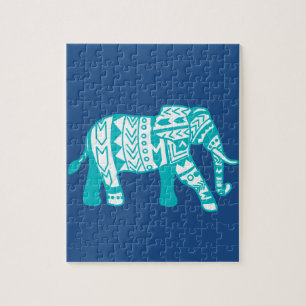 Teal Tribal Walking Elephant