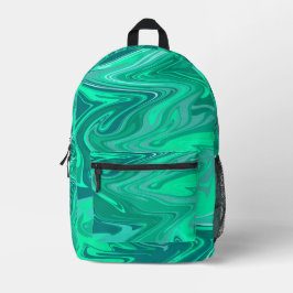 Teal/Turquoise Swirl Art Bedruckter Rucksack