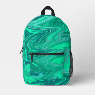 Teal/Turquoise Swirl Art Bedruckter Rucksack