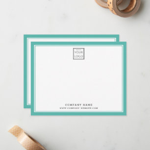 Teal Two Border Business Logo Firmenname Mitteilungskarte