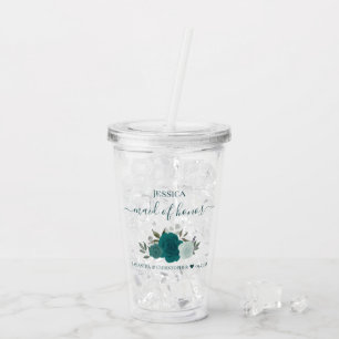 Teal- und Aquamarin-Rosen Elegante Trauzeugin Hoch Acryltrinkbecher