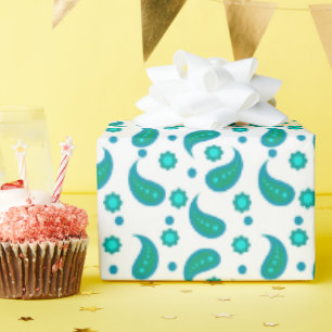 Teal- und Blaue Paisley-Blumenmuster   Modern Boho Geschenkpapier