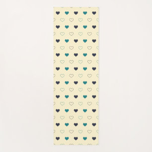 Teal- und Blautherzmuster auf cremefarbenem Hinter Yogamatte