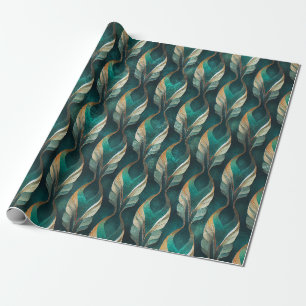 Teal- und Gold-Art-Deco-Geometrie-Musterdesign Geschenkpapier
