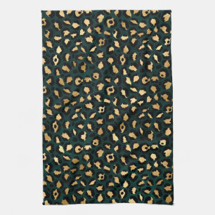 Teal- und Gold-Leoparden-Serien-Design 1 Geschirrtuch