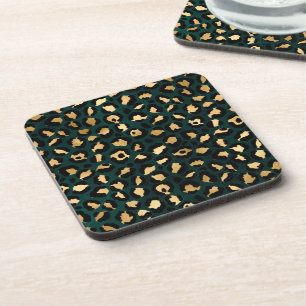 Teal- und Gold-Leoparden-Serien-Design 1 Getränkeuntersetzer