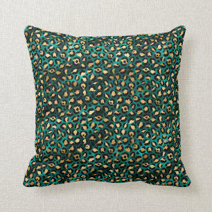 Teal- und Gold-Leoparden-Serien-Design 3 Kissen