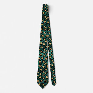 Teal- und Gold-Leoparden-Serien-Design 3  Krawatte