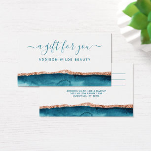 Teal- und Gold-Wasserfarben-Geschenkkarte