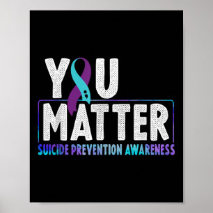 Teal und Lila Band für Suizidpräventionsbewusstsei Poster