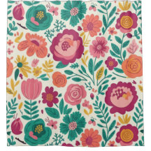 Teal und Magenta Folk Floral