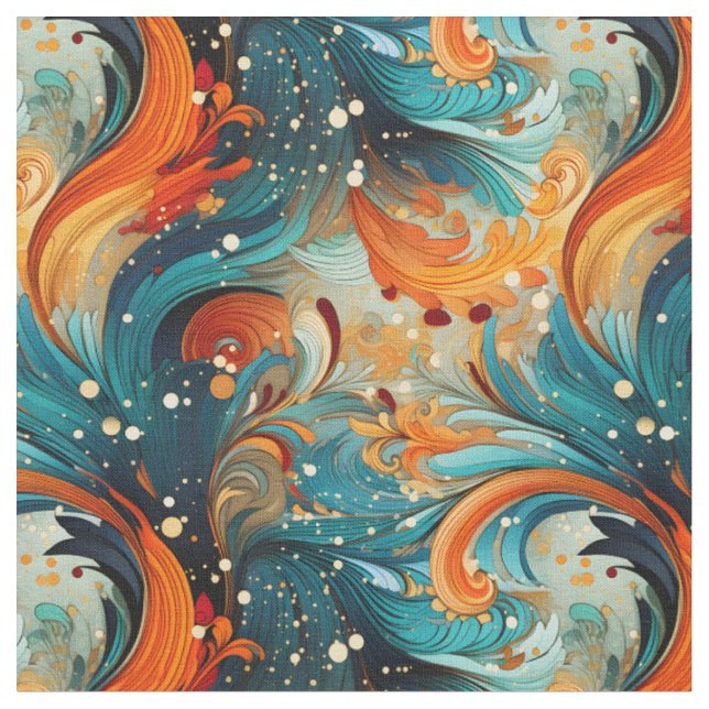 Teal- und Orange-Abstrakt Stoff (Nahaufnahme)