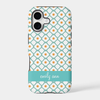Teal- und Orange-Punkt-Quatrefoil-iPhone4-Hülle