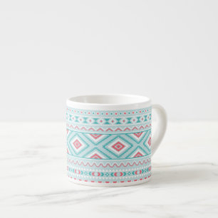Teal- und rosa-aztekisches Stammesmuster Espressotasse