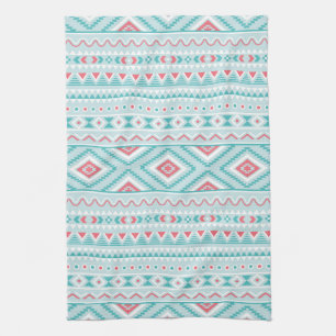 Teal- und rosa-aztekisches Stammesmuster Handtuch