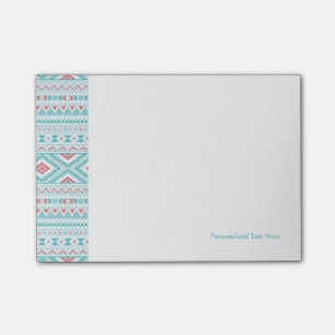 Teal- und rosa-aztekisches Stammesmuster Post-it Klebezettel