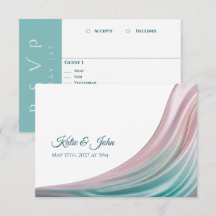 Teal- und Rosé-Seidene Hochzeits-RSVP mit Essensop RSVP Karte