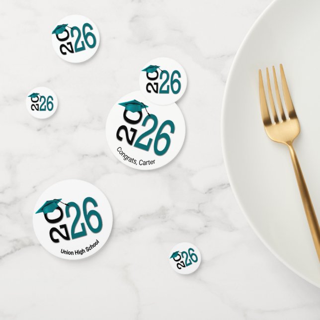 Teal und Schwarz 2026 Abschluss  Konfetti (Gruppe)
