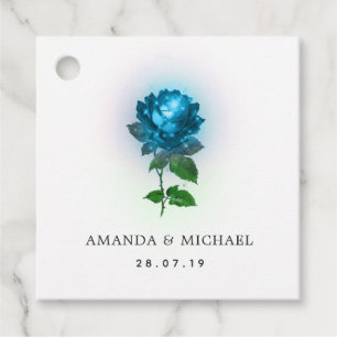 Teal und schwarze gotische Rosen Damast Geschenkanhänger