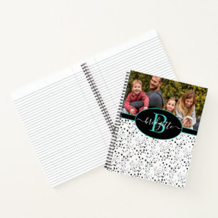 Teal- und schwarzes personalisiertes Foto-Notizbuc Notizbuch