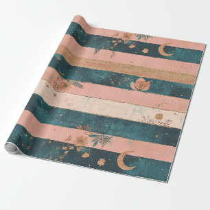 Teal und Ton Himmelstreifen mit tribalen Details Geschenkpapier