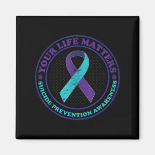 Teal und violette Schleife für Suizidpräventionsbe Magnet