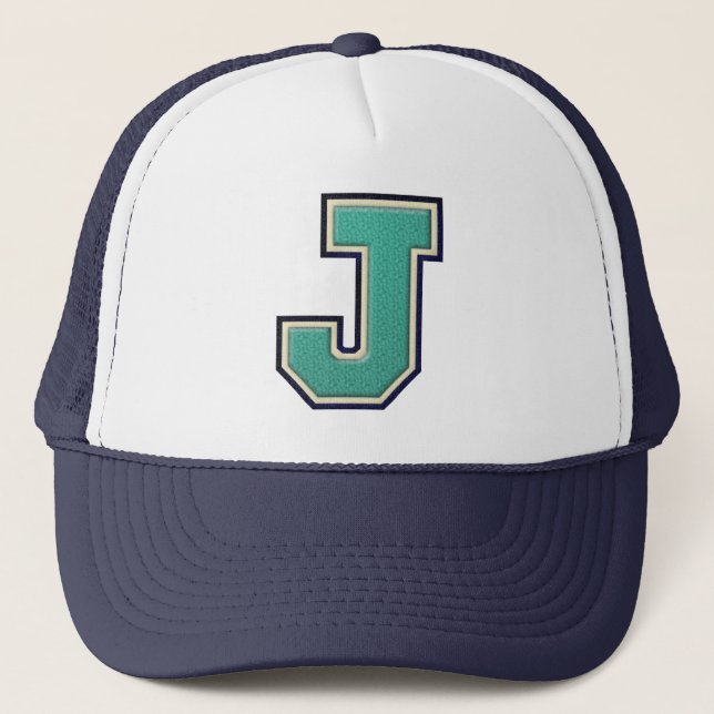 Teal Varsity Letter "J Truckerkappe (Vorderseite)