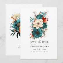 Teal, verbranntes Orange und Champagner Florale Ho