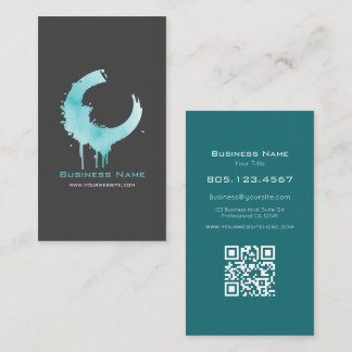 Teal Watercolor Paint Swirl Design – Custom Visitenkarte