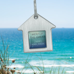 Teal Watercolor Silver Colored House Dog Tag Tiermarke